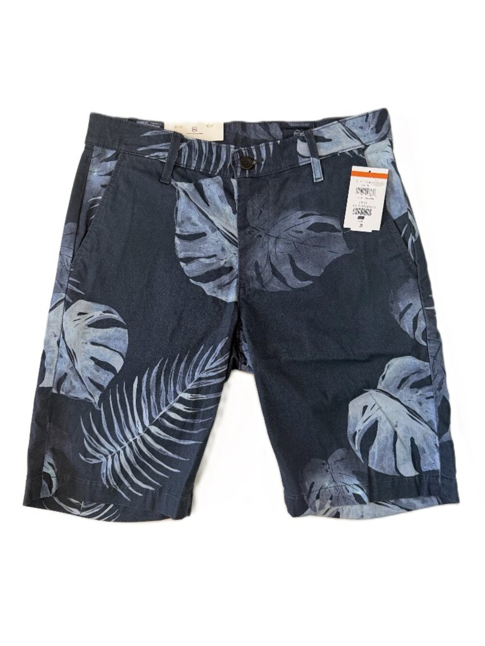 New AG The Griffin Stretch Sateen Soft Relaxed Shorts Blue Floral Tropical 29
